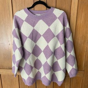 Pink & white checked sweater